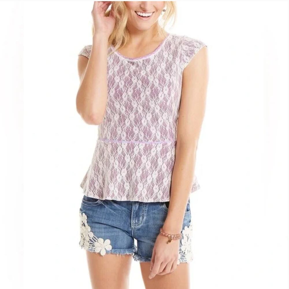Matilda Jane Pippenger Peplum Purple Lace Top - Size Small